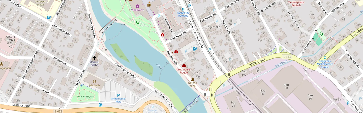 Kartenausschnitt: Hauptstr. 91, 76571 Gaggenau